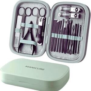 18-in-1 Manicure & Pedicure Set – Stainless Steel Grooming Kit with Case